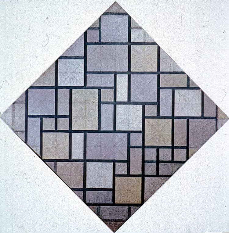 Lozenge: Color Planes with Gray Lines by Piet Mondrian